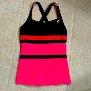 Lorna Jane cross back tank. Black & pink.  Size small.